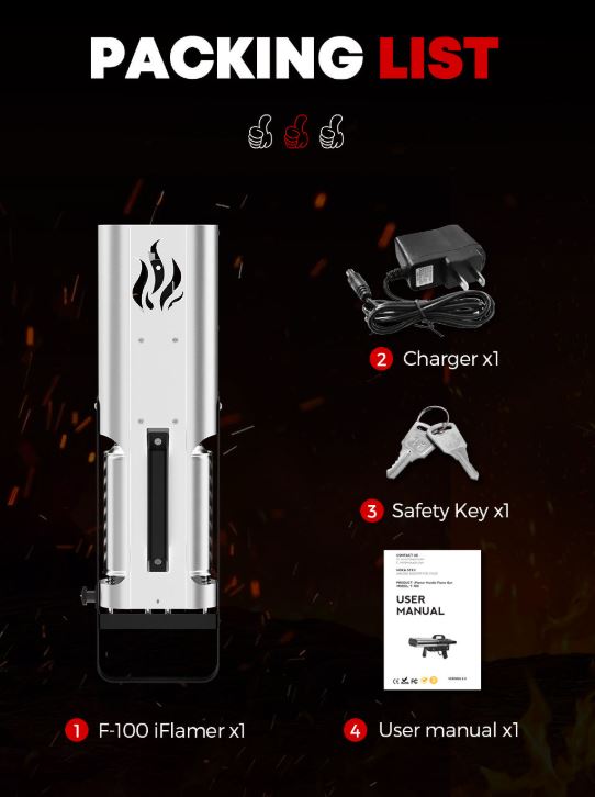 Contenu du colis Apex SFX avec machine, chargeur, clé de sécurité et manuel