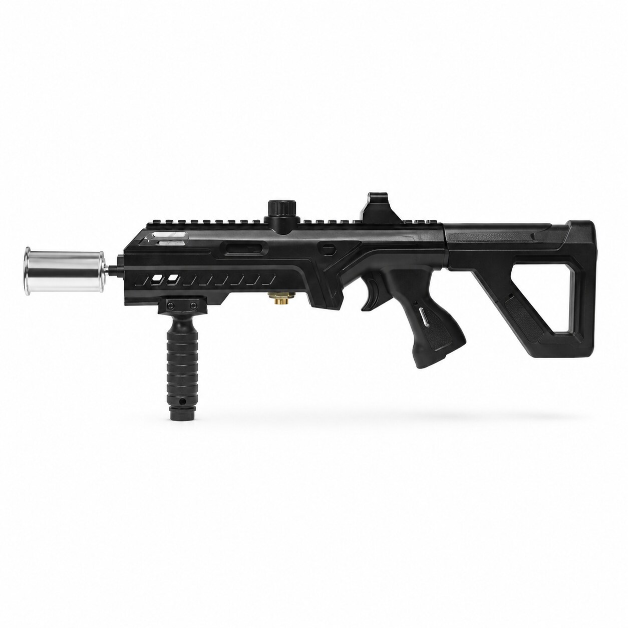 Core Black, torche à gaz longue flamme noire, vue de profil sur fond blanc