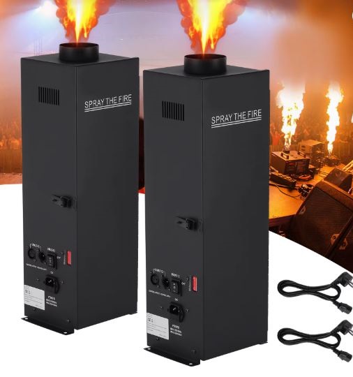 Deux machines à flamme verticales Pulse 2M avec leurs câbles d’alimentation