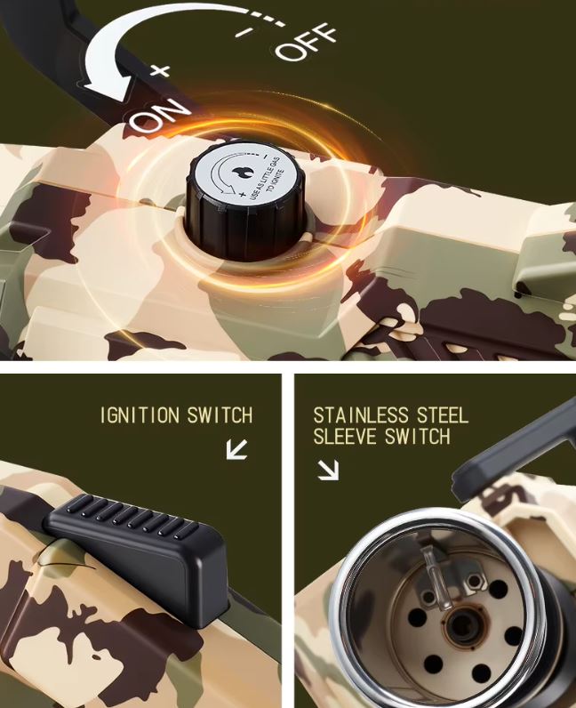Commandes ON OFF, allumage et réglage de la torche propane multi-tube Rotor